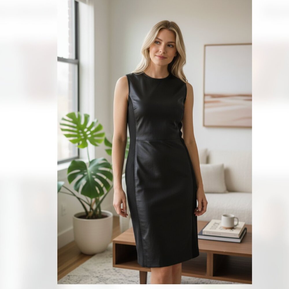NWT Spanx: Leather-Like Combo Fitted Dress - 20393R